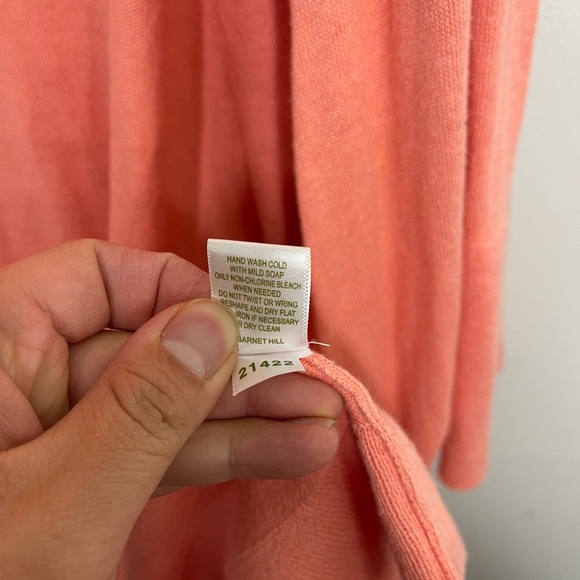 Garnet Hill Peach Ruffle Long Line Open Cardigan XL Cashmere Cotton Lounge - Picture 6 of 10